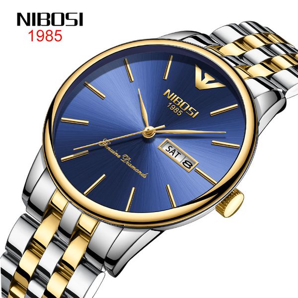 nibosi korean gold double calendar solid steel band watch butterfly button deep waterproof men's watch, White;black
nibosi korean gold double calendar solid steel band watch butterfly button deep waterproof men's watch, White;black