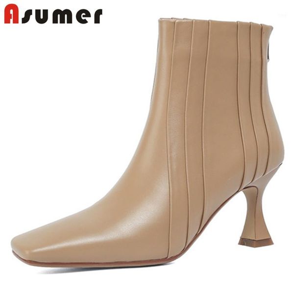boots asumer 2021 est high heel woman party wedding shoes square toe pleated autumn winter genuine leather ankle women1, Black
boots asumer 2021 est high heel woman party wedding shoes square toe pleated autumn winter genuine leather ankle women1, Black