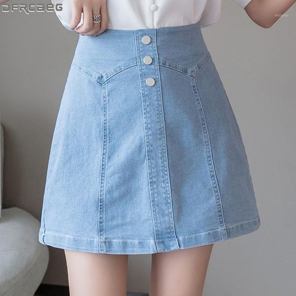 high waist mini denim skirt women summer 2020 new korean fashion clothing zip-up blue or white a line jeans skirts with lining1, Black 
high waist mini denim skirt women summer 2020 new korean fashion clothing zip-up blue or white a line jeans skirts with lining1, Black