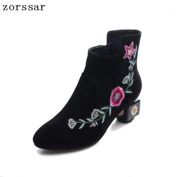 {zorssar} 2020 fashion embroidery high heels ankle boots winter suede leather shoes women big brand design boots big size 34-431, Black
{zorssar} 2020 fashion embroidery high heels ankle boots winter suede leather shoes women big brand design boots big size 34-431, Black