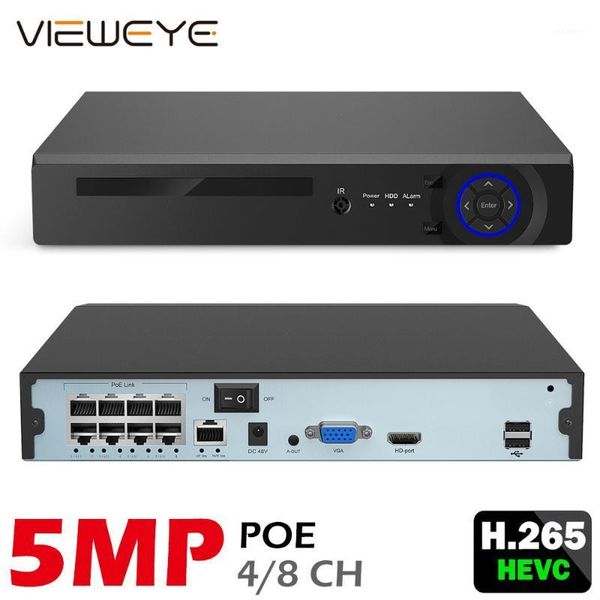 

kits vieweye h.265 h.264 4/8ch poe nvr security ip camera video surveillance cctv system p2p onvif 2mp/5mp network recorder1, Black;white