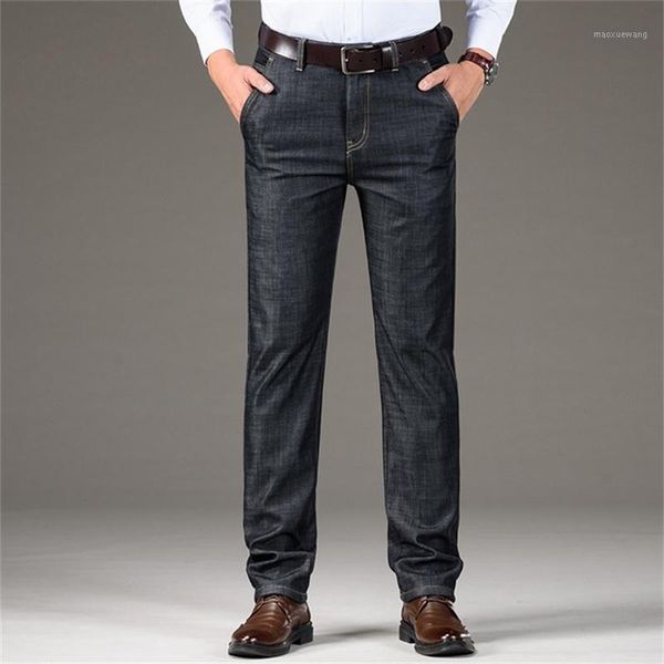 2019 winter new men's modal plus velvet high waist straight jeans large size business casual jeans1, Blue
2019 winter new men's modal plus velvet high waist straight jeans large size business casual jeans1, Blue