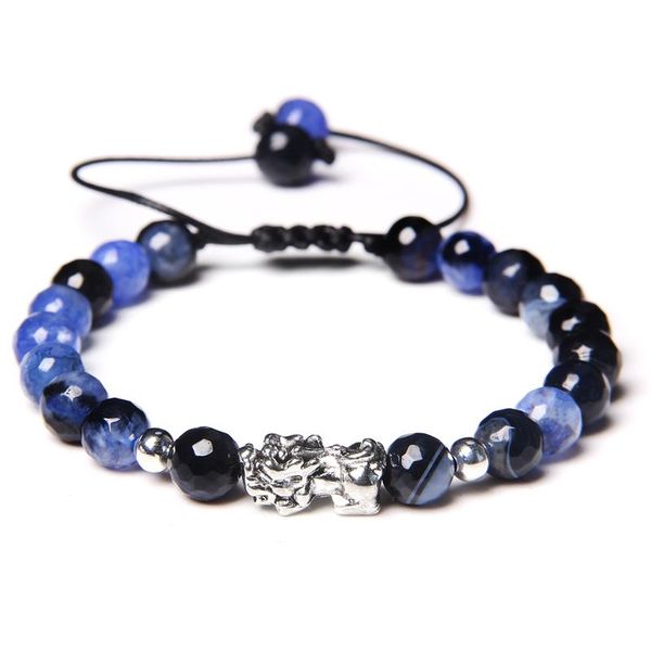 men bracelet 8mm round natural agates stone beads bracelet silver color pixiu charm buddha jewelry adjustable for women, Black
men bracelet 8mm round natural agates stone beads bracelet silver color pixiu charm buddha jewelry adjustable for women, Black