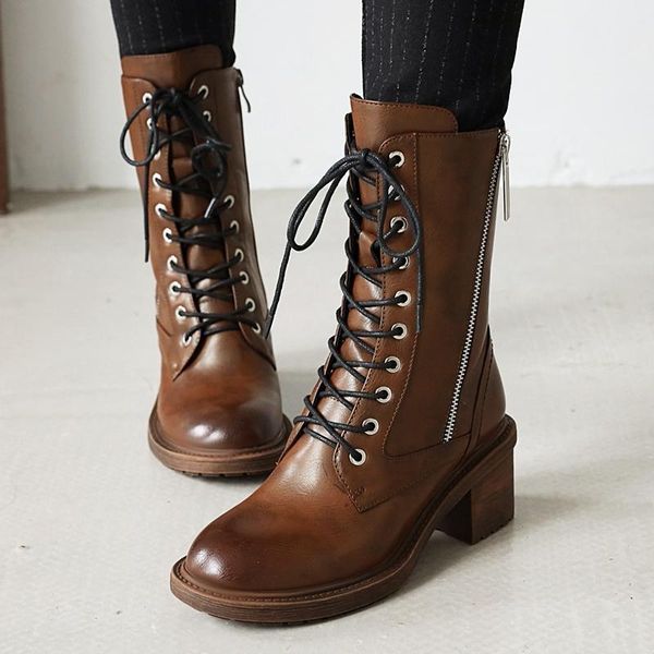 fashion women's mid-calf boots shoes winter 2020 low heels combat boots women shoes leather lace up black brown motorcycle
fashion women's mid-calf boots shoes winter 2020 low heels combat boots women shoes leather lace up black brown motorcycle