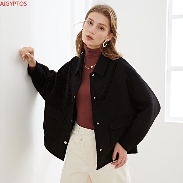 aigyptos woolen jacket women 2020 autumn and winter new loose high-end small short double-sided cashmere coat women, Black
aigyptos woolen jacket women 2020 autumn and winter new loose high-end small short double-sided cashmere coat women, Black