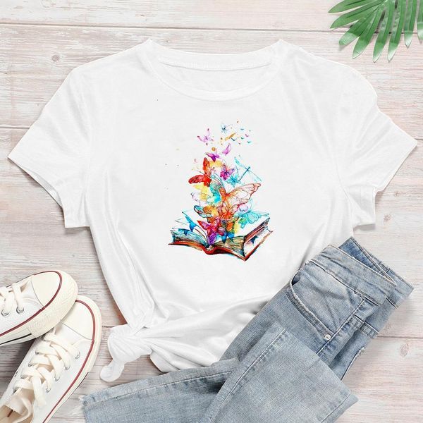 s-3xl women sweet butterfly book print loose tee women aesthetic t-shirt collar drop shipping wholesale, White
s-3xl women sweet butterfly book print loose tee women aesthetic t-shirt collar drop shipping wholesale, White