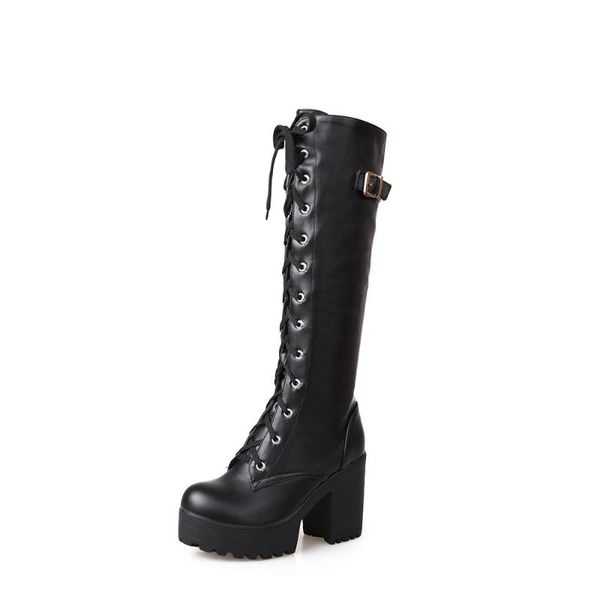 boots spring autumn lacing knee high women fashion white square heel woman leather shoes winter pu large size 43, Black
boots spring autumn lacing knee high women fashion white square heel woman leather shoes winter pu large size 43, Black