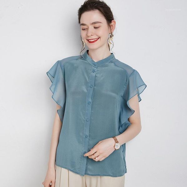 women's blouses & shirts silk shirt female 2021 summer haze blue o-neck women fashion lotus sleeve mulberry short female1, White
women's blouses & shirts silk shirt female 2021 summer haze blue o-neck women fashion lotus sleeve mulberry short female1, White