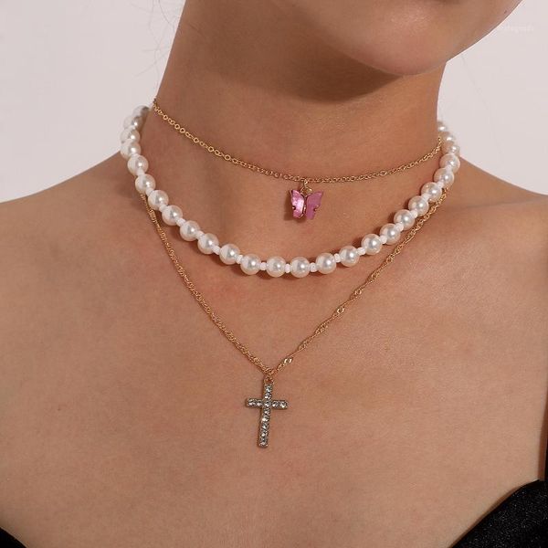 pendant necklaces rhinestone cross imitation pearls chain necklace for women butterfly choker female fashion jewelry layered 1, Silver
pendant necklaces rhinestone cross imitation pearls chain necklace for women butterfly choker female fashion jewelry layered 1, Silver