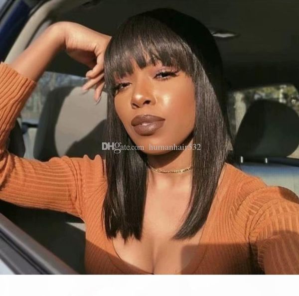 short lace front human hair wigs bob wig with bangs full and thick for black women raw virgin brazilian virgin hair ing, Black;brown
short lace front human hair wigs bob wig with bangs full and thick for black women raw virgin brazilian virgin hair ing, Black;brown