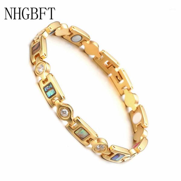 nhgbft shell pattern stainless steel magnetic bracelet for women and mens healthy germanium anion bracelet1, Golden;silver
nhgbft shell pattern stainless steel magnetic bracelet for women and mens healthy germanium anion bracelet1, Golden;silver