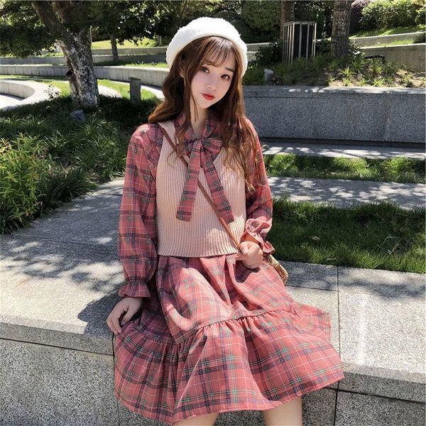 2yvfo 2020 korean fashion casual women's autumn set small dressvest dress fresh plaid dress knitted vest two piece suit cmb2w, Black;gray
2yvfo 2020 korean fashion casual women's autumn set small dressvest dress fresh plaid dress knitted vest two piece suit cmb2w, Black;gray