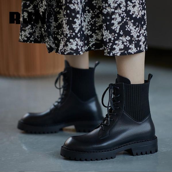 boots rjn comfortable ankle round toe handmade cow leather lace-up platform shoes women anti-skid stylish ro242, Black
boots rjn comfortable ankle round toe handmade cow leather lace-up platform shoes women anti-skid stylish ro242, Black