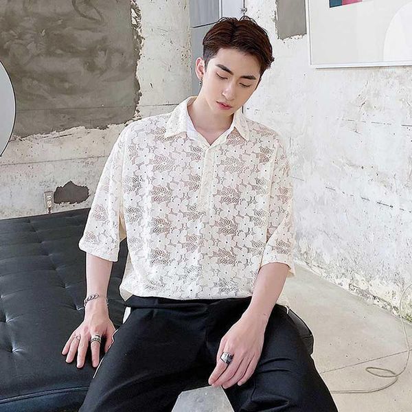summer fashion trends 2020 lace perspective cutout short sleeve shirt for men casual black white blouse stage show party shirt1, White;black
summer fashion trends 2020 lace perspective cutout short sleeve shirt for men casual black white blouse stage show party shirt1, White;black
