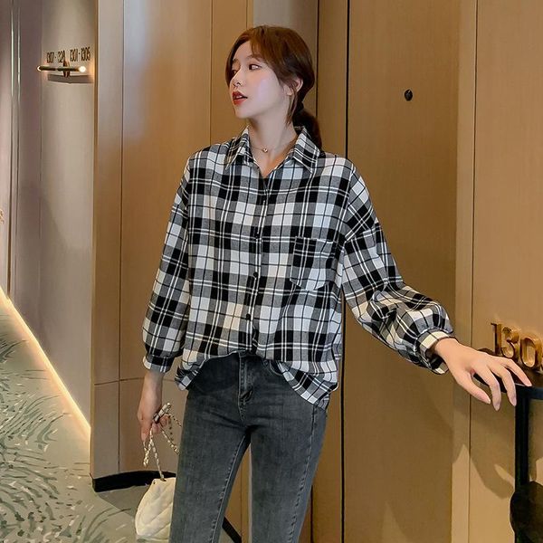 women's blouses & shirts korean fashion spring women red shirt long sleeve plaid autumn streetwear loose blouse elegant office ladies, White
women's blouses & shirts korean fashion spring women red shirt long sleeve plaid autumn streetwear loose blouse elegant office ladies, White