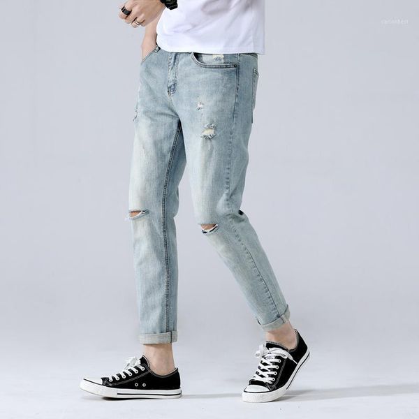 men's jeans summer men slim fashion washed casual torn holes denim pants man streetwear hip hop cowboy trousers male clothes1, Blue
men's jeans summer men slim fashion washed casual torn holes denim pants man streetwear hip hop cowboy trousers male clothes1, Blue