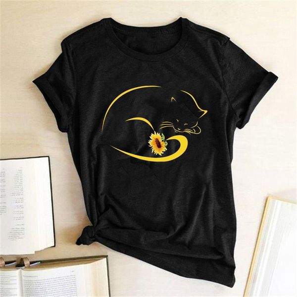 lazy cat print funny women t-shirt short sleeve sunflowers summer t-shirt graphic tees women clothes ropa de verano mujer 2021, White
lazy cat print funny women t-shirt short sleeve sunflowers summer t-shirt graphic tees women clothes ropa de verano mujer 2021, White