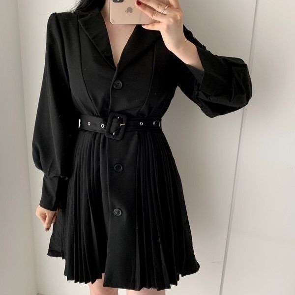 2021 new dressed in korean solid women's suit sheathed single breasted strips plied mid-long dress from line to spring yncg, Black;gray
2021 new dressed in korean solid women's suit sheathed single breasted strips plied mid-long dress from line to spring yncg, Black;gray