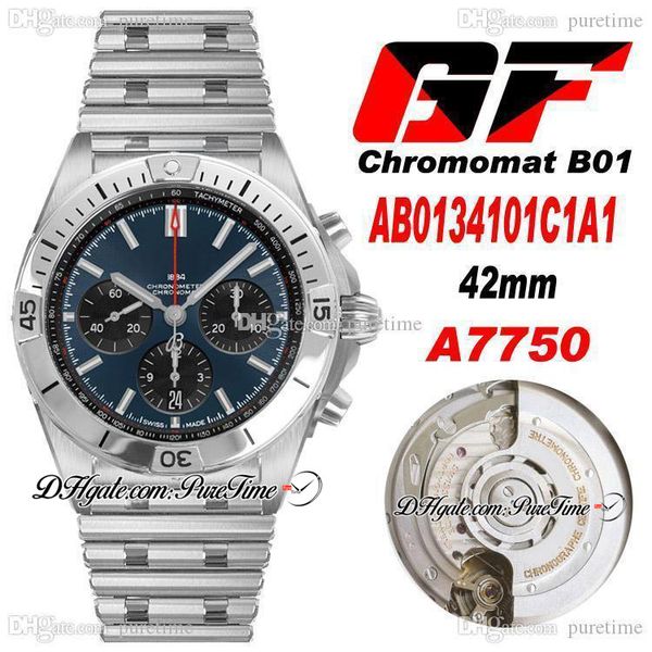 gf b01 eta a7750 automatic chronograph mens watch 42mm blue dial stick markers ab0134101c1a1 stainless steel bracelet super edition puretime, Slivery;brown 
gf b01 eta a7750 automatic chronograph mens watch 42mm blue dial stick markers ab0134101c1a1 stainless steel bracelet super edition puretime, Slivery;brown