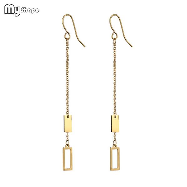 my shape stainless steel simple gold color silvery drop earring long tassel rectangle pendant bohemian tassel earrings, Silver
my shape stainless steel simple gold color silvery drop earring long tassel rectangle pendant bohemian tassel earrings, Silver