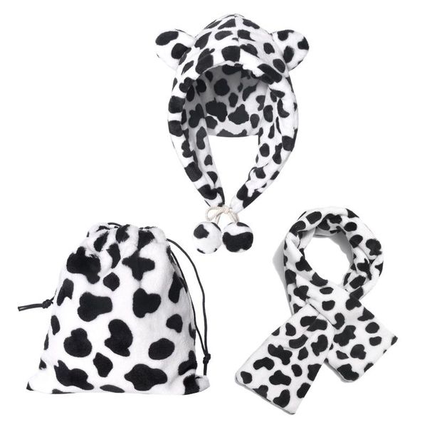 women winter fuzzy fluffy warm hoodie earflap cap cross collar scarf drawstring storage bag cute cow print ear warmer, Blue;gray
women winter fuzzy fluffy warm hoodie earflap cap cross collar scarf drawstring storage bag cute cow print ear warmer, Blue;gray