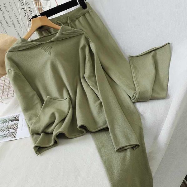 celebrity knitting suit 2020 new spring autumn women loose hooded sweater jumpers + straight trousers suits female two-piece set1, White
celebrity knitting suit 2020 new spring autumn women loose hooded sweater jumpers + straight trousers suits female two-piece set1, White