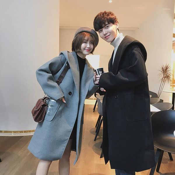 winter woolen coat fashion men thick warm long hooded blends coat couple hong kong style double-breasted windbreaker outwear, Black
winter woolen coat fashion men thick warm long hooded blends coat couple hong kong style double-breasted windbreaker outwear, Black