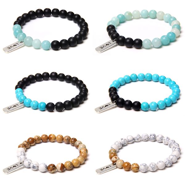 couples bracelets silver color love charm for women natural mineral amazonite stone beads bangle men elastic jewelry, Black
couples bracelets silver color love charm for women natural mineral amazonite stone beads bangle men elastic jewelry, Black