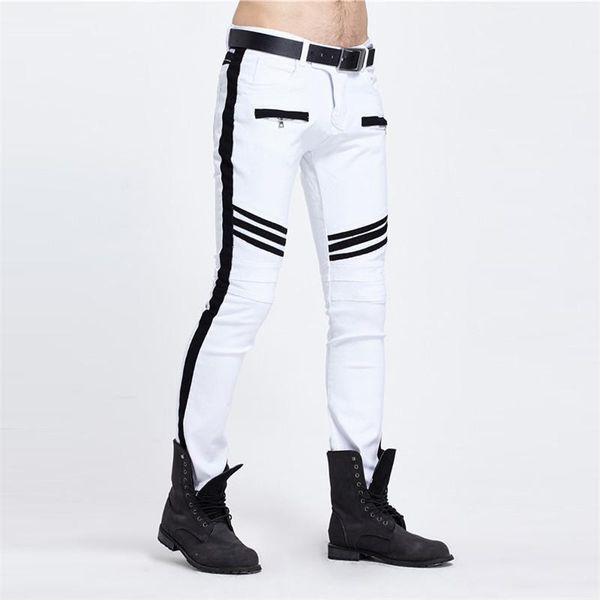 wholesale- personality 2016 skinny jeans men's white/black patchwork ripped jeans fashion casual slim fit biker jeans hip hop denim pan, Blue
wholesale- personality 2016 skinny jeans men's white/black patchwork ripped jeans fashion casual slim fit biker jeans hip hop denim pan, Blue