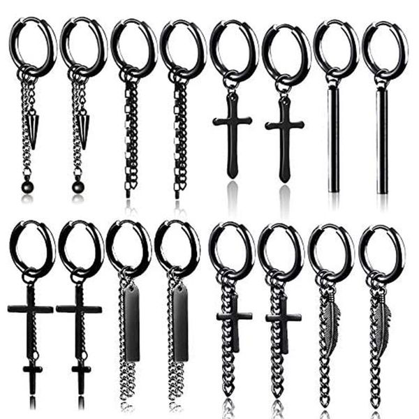 1 pair stainless steel kpop hanging earrings for men women hinged huggie hoop dangle piercing earrings set, Silver
1 pair stainless steel kpop hanging earrings for men women hinged huggie hoop dangle piercing earrings set, Silver