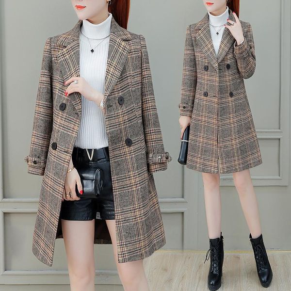 women's wool & blends woolen coat female 2021 autumn and winter slim thick fashion plaid windbreaker occupation ms wild, Black
women's wool & blends woolen coat female 2021 autumn and winter slim thick fashion plaid windbreaker occupation ms wild, Black