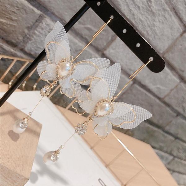 Korean Fashion Chiffon Butterfly Dangle Earring Insect Rhinestones Pearl Long Earring Luxulry Jewelry Wedding Earrings for Women, Silver
Korean Fashion Chiffon Butterfly Dangle Earring Insect Rhinestones Pearl Long Earring Luxulry Jewelry Wedding Earrings for Women, Silver