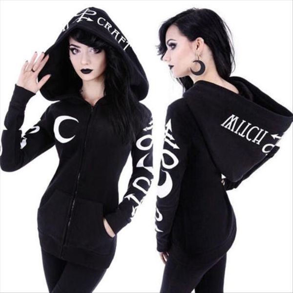 women witchcraft long sleeve gothic hoodie altar sweatshirt 2020 new autumn winter letter zipper hooded coat punk s 2xl, Black 
women witchcraft long sleeve gothic hoodie altar sweatshirt 2020 new autumn winter letter zipper hooded coat punk s 2xl, Black