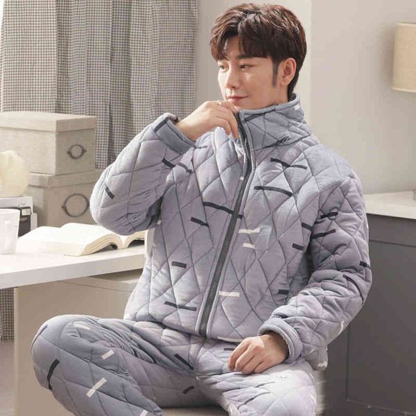 men's sleepwear winter thickened three-layer cotton flannel pajamas are simple and can wear long sleeved trousers coral velvet sui, Black;brown
men's sleepwear winter thickened three-layer cotton flannel pajamas are simple and can wear long sleeved trousers coral velvet sui, Black;brown