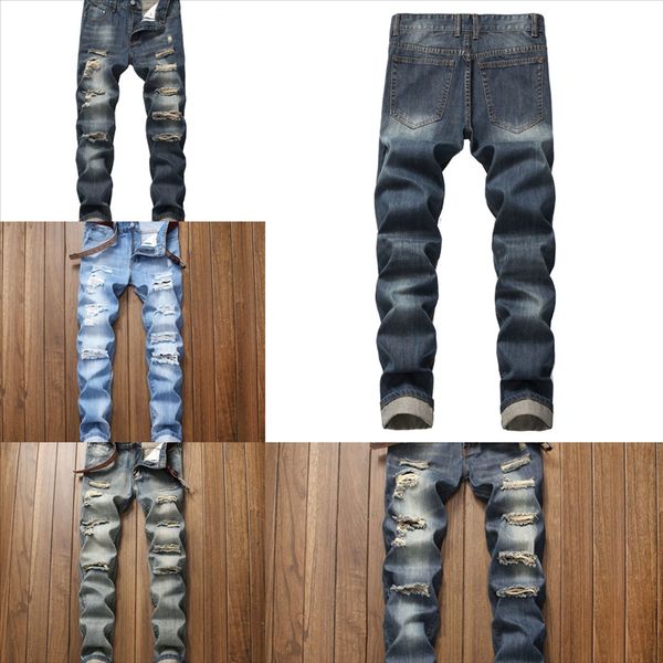 rjar7 mens designer man s casual jeans cargo dener straight rock hole jeans jeans drew pants drew man trousers house hiphop washed, Black
