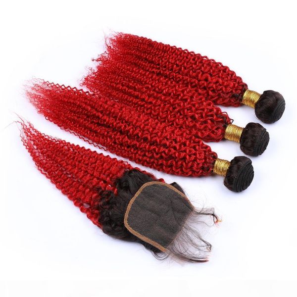 ombre 3 peruvian bundle and closure 4" * 4" dark root #1b red kinky curly virgin hair weaves with closure, Black;brown
ombre 3 peruvian bundle and closure 4" * 4" dark root #1b red kinky curly virgin hair weaves with closure, Black;brown