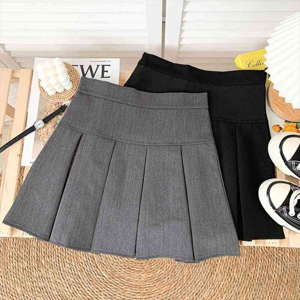 summer women sweet solid color gray pleated skirts preppy style high waist a-line casual female slim mini skirts, Black
summer women sweet solid color gray pleated skirts preppy style high waist a-line casual female slim mini skirts, Black
