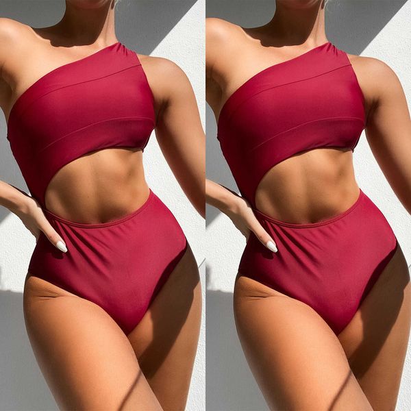 one shoulder women's two piece swimsuit bikini set solid backless filled bra swimwear summer beachwear, White;black
one shoulder women's two piece swimsuit bikini set solid backless filled bra swimwear summer beachwear, White;black