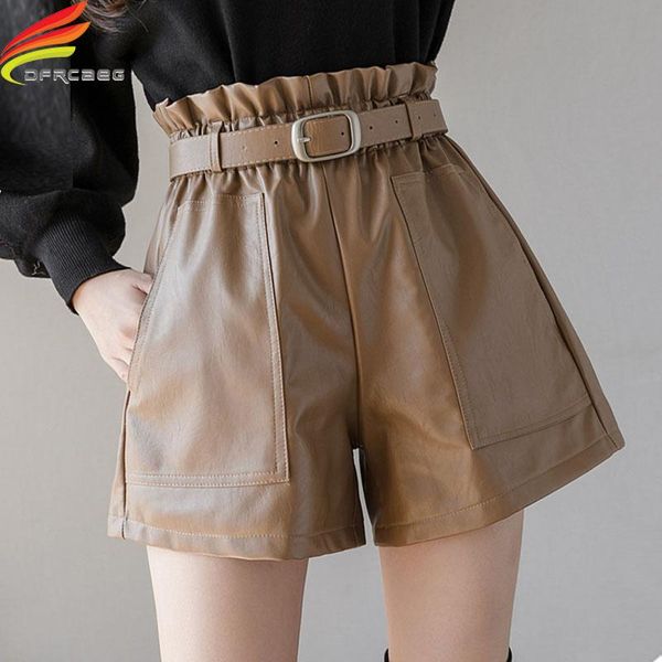 khaki or black leather shorts women autumn winter new 2020 high elastic waist wide leg pockets women's shorts with belt sale, White;black
khaki or black leather shorts women autumn winter new 2020 high elastic waist wide leg pockets women's shorts with belt sale, White;black