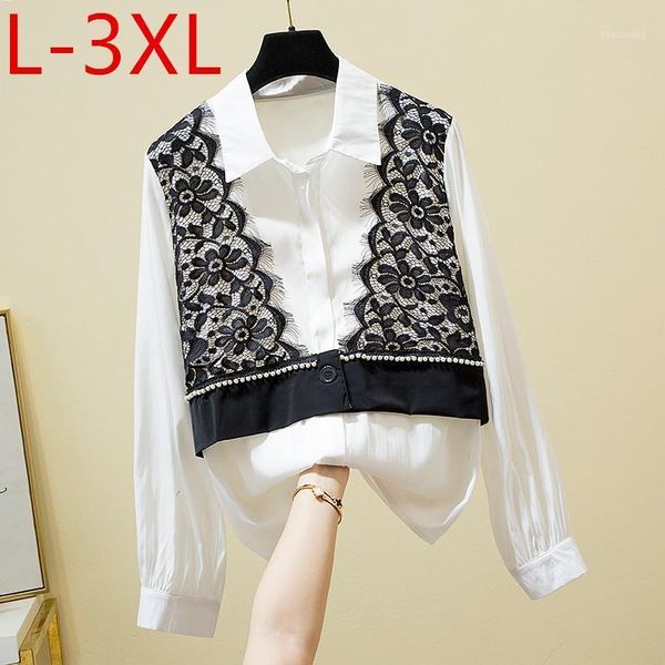 l-3xl plus size 2021 women's turn down collar patchwork lace long sleeves casual shirt female shirts blouse blusas s0791, White
l-3xl plus size 2021 women's turn down collar patchwork lace long sleeves casual shirt female shirts blouse blusas s0791, White
