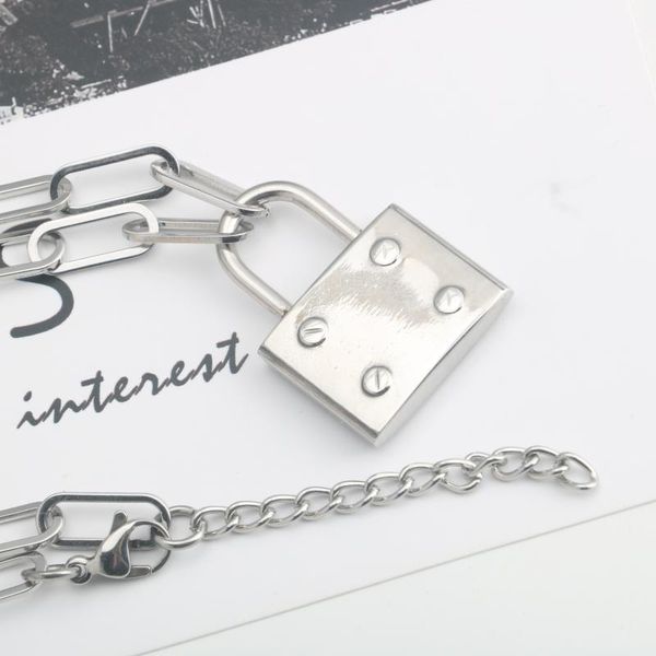 fashion titanium steel lock pendant hip-hop style long punk chain necklace clavicle chain neck men and women sale, Silver
fashion titanium steel lock pendant hip-hop style long punk chain necklace clavicle chain neck men and women sale, Silver
