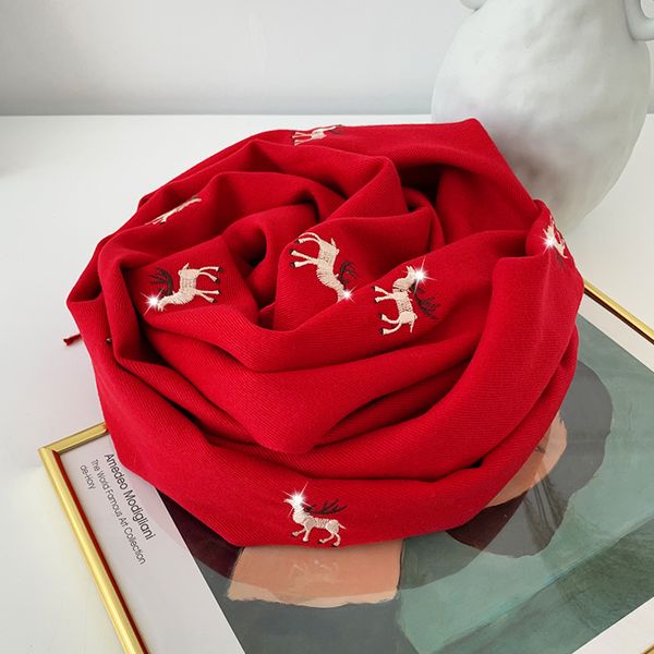 scarf girl cute embroidery elk fawn imitation cashmere shawl korean autumn and winter red student bib, Blue;gray
scarf girl cute embroidery elk fawn imitation cashmere shawl korean autumn and winter red student bib, Blue;gray