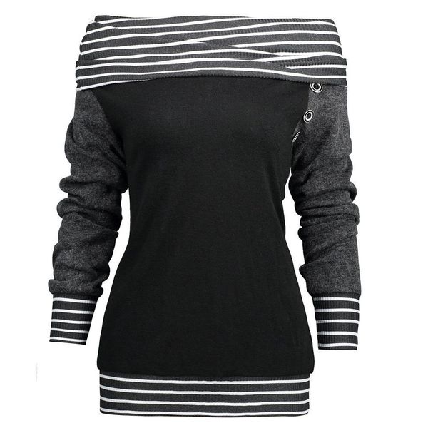 women striped stacked neck hoodies button panelled multicolor long sleeve sweatshirt ladies autumn clothes, Black
women striped stacked neck hoodies button panelled multicolor long sleeve sweatshirt ladies autumn clothes, Black