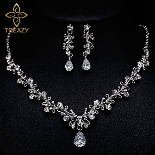 treazy luxury cubic zirconia bridal jewelry sets floral teardrop wedding party jewelry crystal necklace earrings sets for women, Silver
treazy luxury cubic zirconia bridal jewelry sets floral teardrop wedding party jewelry crystal necklace earrings sets for women, Silver