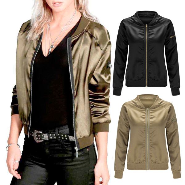 womens jacket ladies classic stand collar padded bomber jacket vintage zip up biker coat brand stylis casual slim fit outerwear, Black;brown
womens jacket ladies classic stand collar padded bomber jacket vintage zip up biker coat brand stylis casual slim fit outerwear, Black;brown