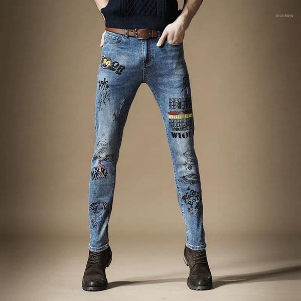 new 2020 men's male jeans trousers spring slim hip hop print long pants boys korean street trend pants1, Blue
new 2020 men's male jeans trousers spring slim hip hop print long pants boys korean street trend pants1, Blue