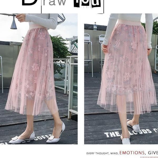 tingyili embroidery tulle skirts womens long maxi skirt spring summer korean elegant ladies gray beige pink skirt, Black
tingyili embroidery tulle skirts womens long maxi skirt spring summer korean elegant ladies gray beige pink skirt, Black