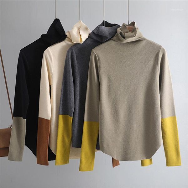 women's sweaters 2021 casual spring autumn pile collar weater pullovers women basic loose patchwork sweater female turtleneck knit jump, White;black
women's sweaters 2021 casual spring autumn pile collar weater pullovers women basic loose patchwork sweater female turtleneck knit jump, White;black