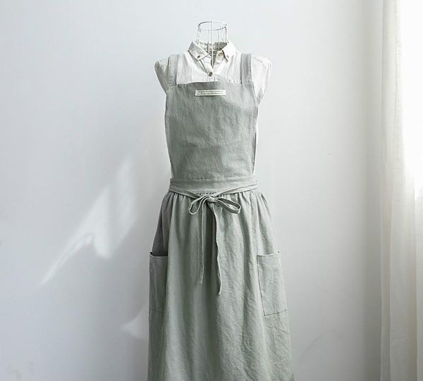 aprons art pleated skirt kitchen cafe waistline canvas vest apron artist dress