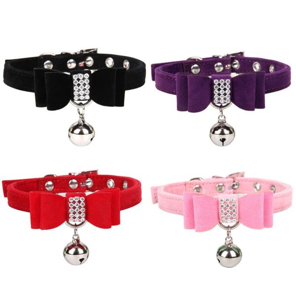 dog collars & leashes cute rhinestone bow tie with bell small cat collar safe soft velvet pet products supplies 4 colors
dog collars & leashes cute rhinestone bow tie with bell small cat collar safe soft velvet pet products supplies 4 colors